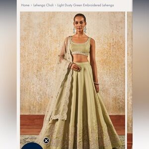 Lashkaraa Light Dusty Green Embroidered Lehenga Set - Sage Size XS